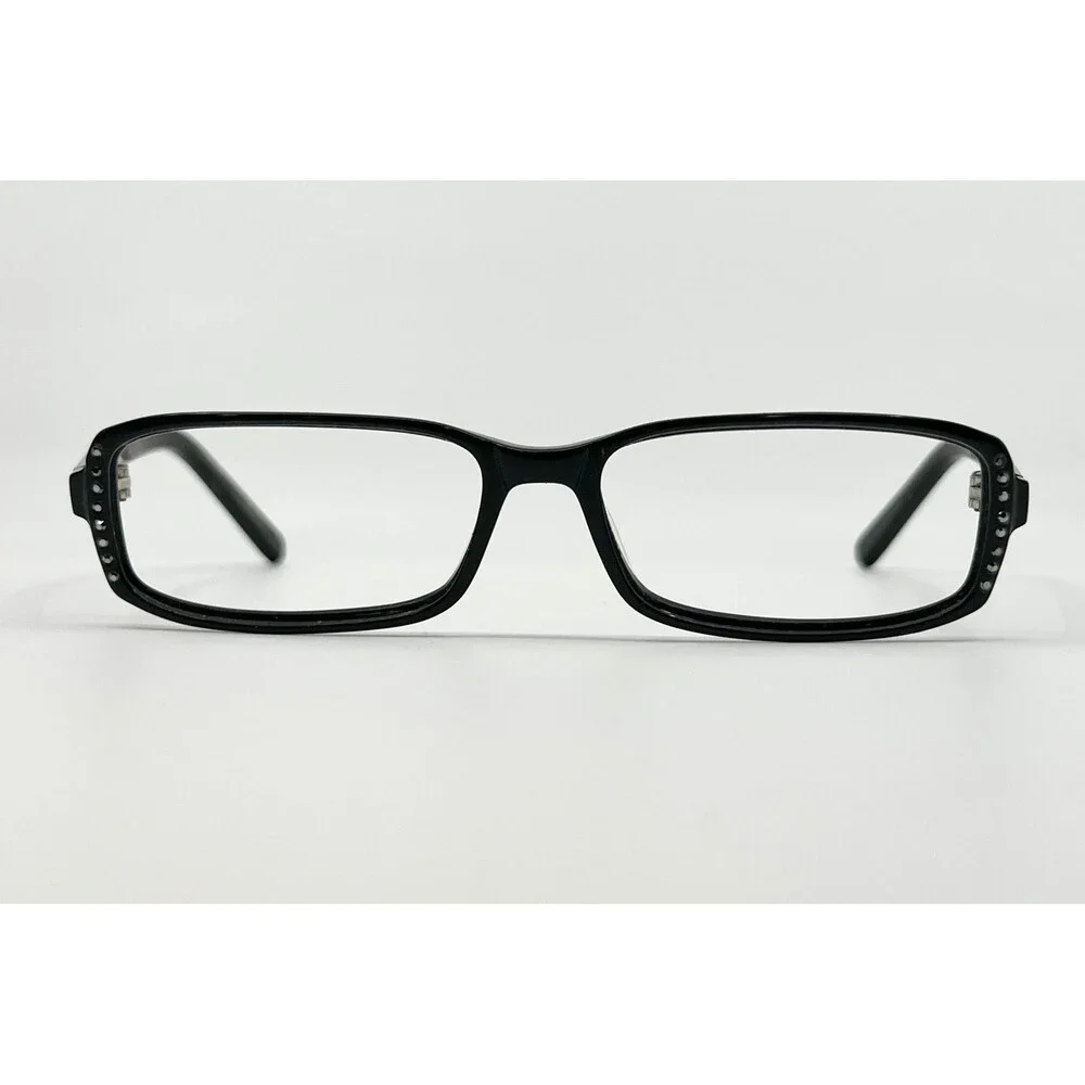 Nicole Miller Eyeglasses Womens Black Smolder Rhinestone Rectangular 135mm